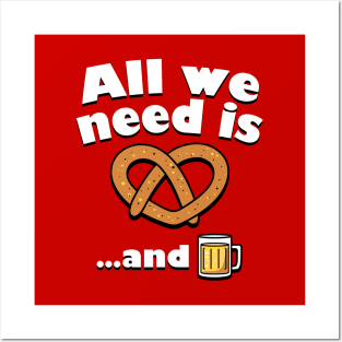 Beer and Pretzel Oktoberfest Retro 60's Hippie Slogan Funny Meme Posters and Art